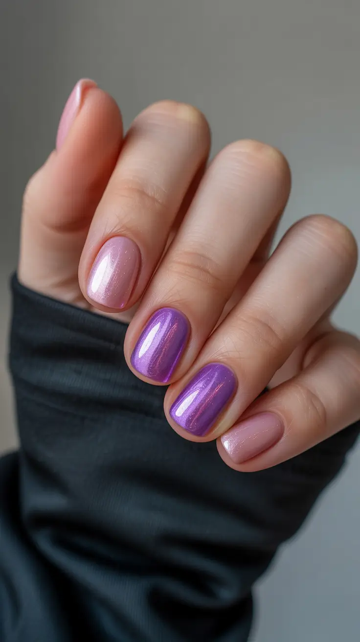 classy spring nails simple 2026 Short Lavender and Pink Spring Nails