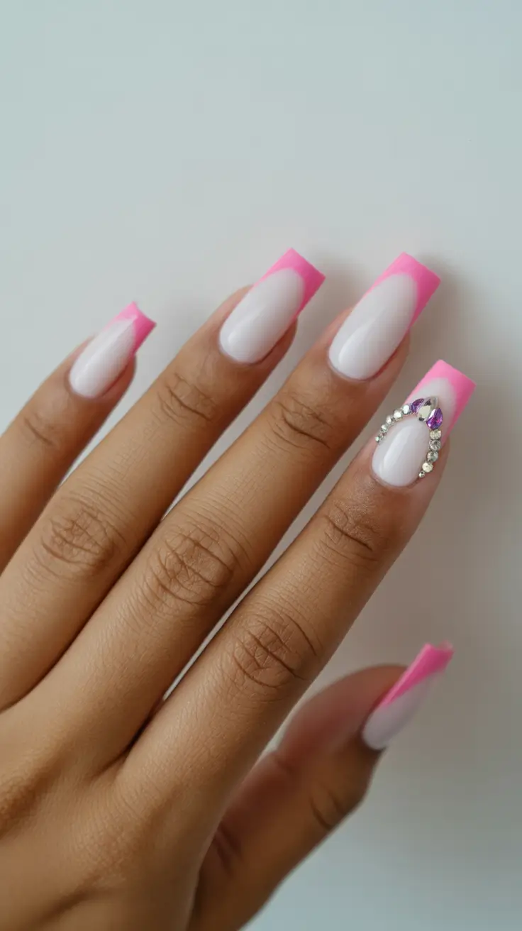 spring nails square 2026 Fresh Pink French Revival