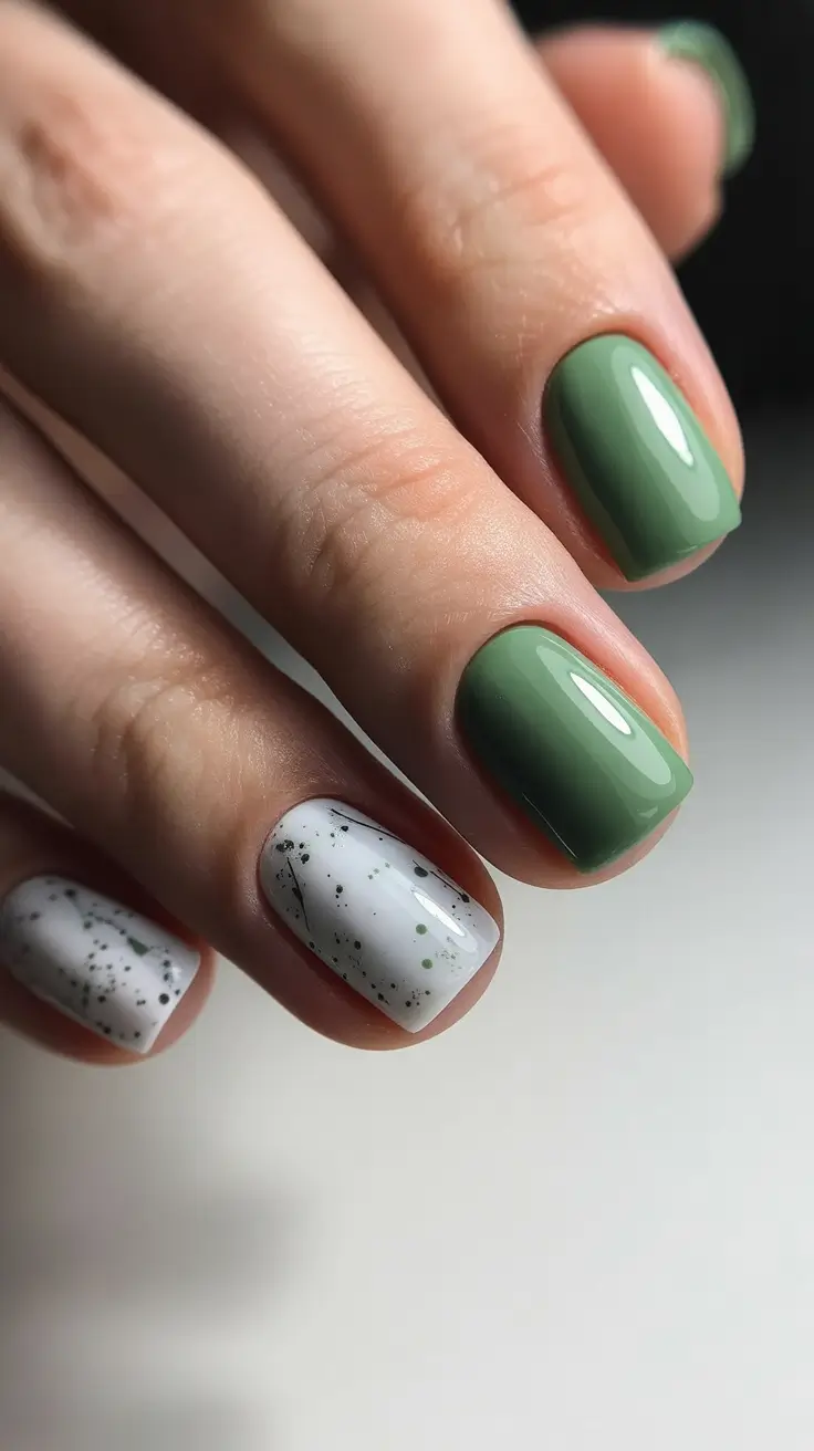 spring nails square 2026 Fresh Sage Green Minimal Square Mood
