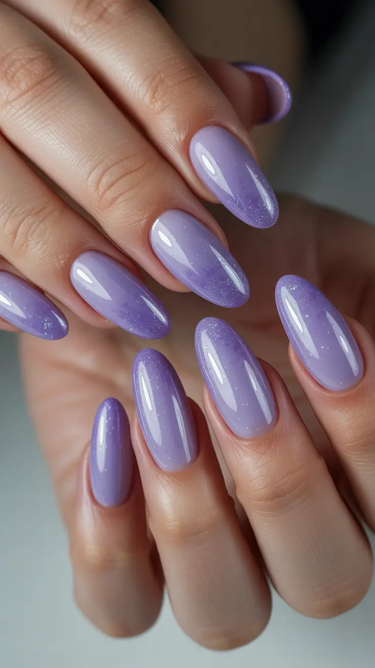 spring oval nails 2026 Dreamy pastel purple glaze for modern classy moods