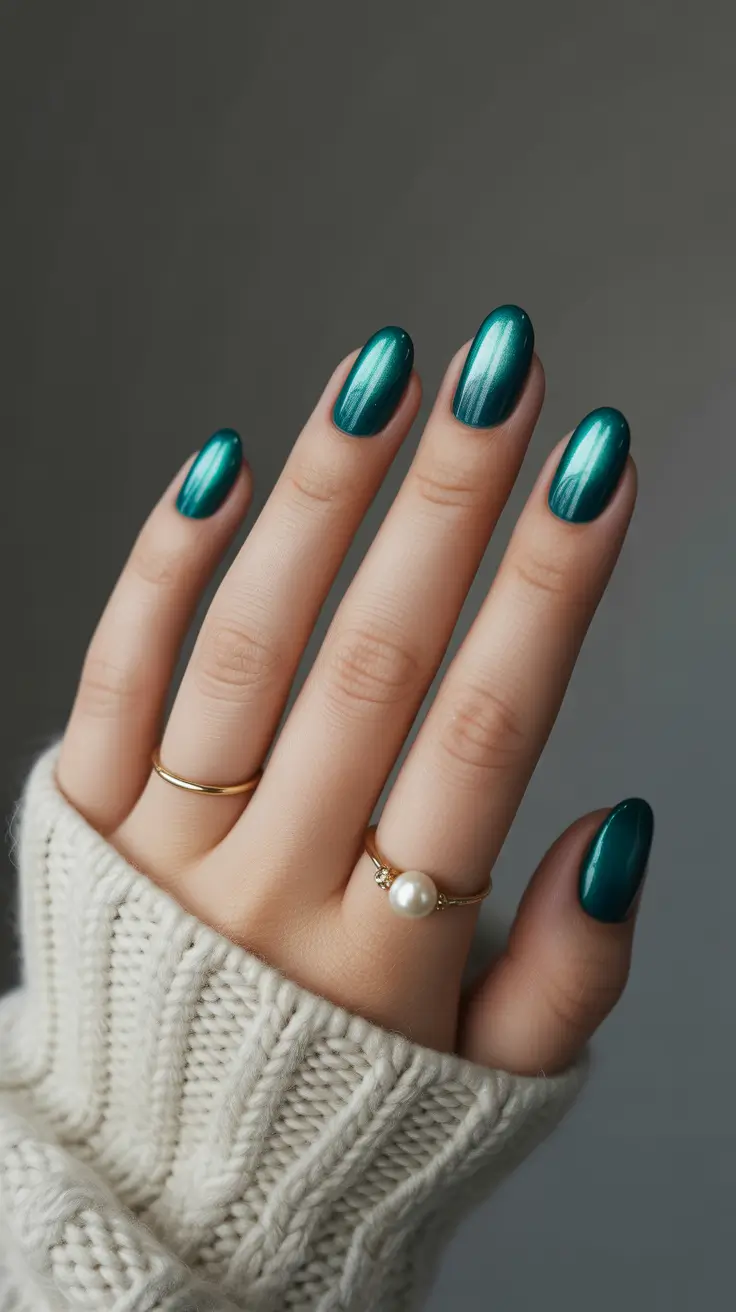 spring oval nails 2026 Deep emerald shine that redefines classy spring oval nails