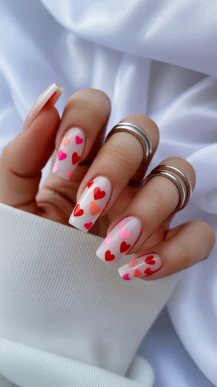 classy spring wedding nails for 2026 Playful Heart Nail Art for Romantic Wedding Celebrations