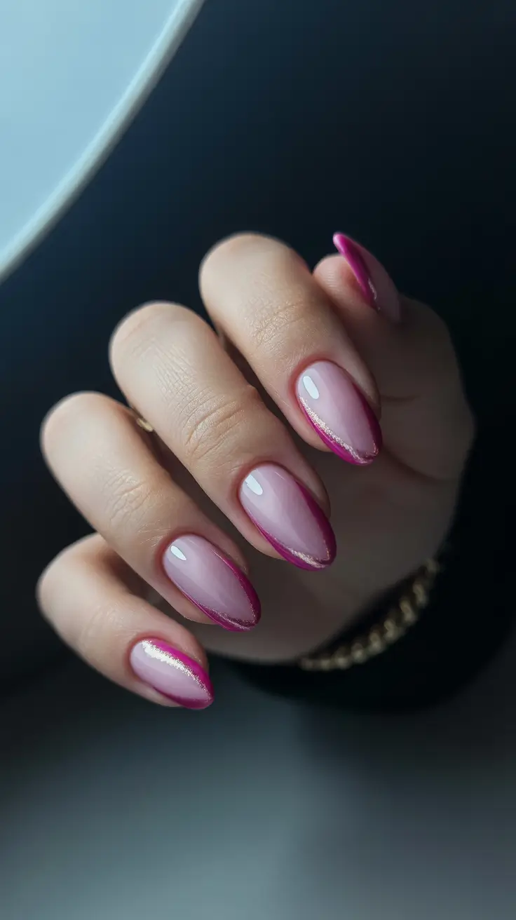 classy trendy spring nails 2026 Elegant Pink Contour French for Modern Spring Minimalism