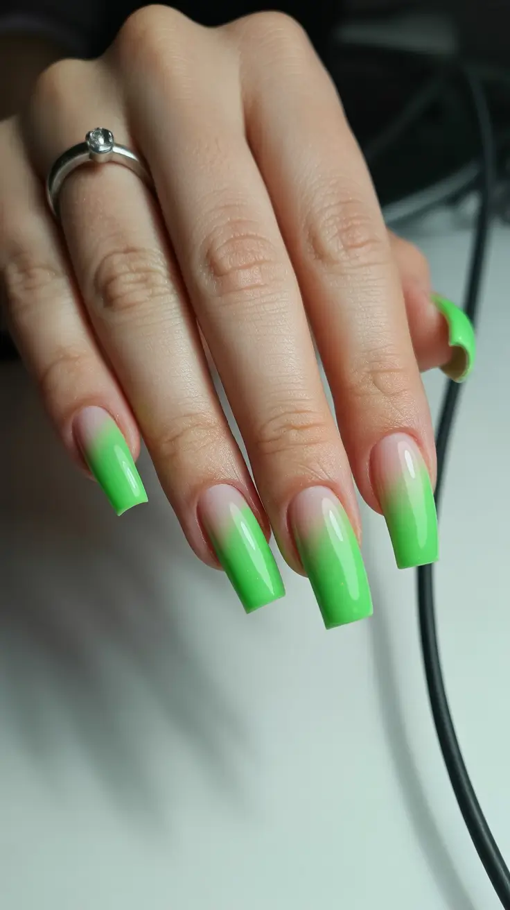 classy trendy spring nails 2026 Fresh Green Ombre That Feels Like Early Spring