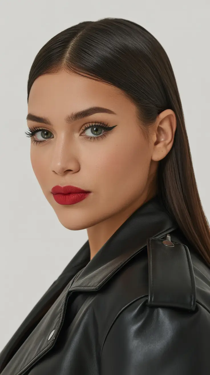 dreamy spring formal hairstyle ideas 2026 Sleek Center Part with Gloss Finish - Understated Glam