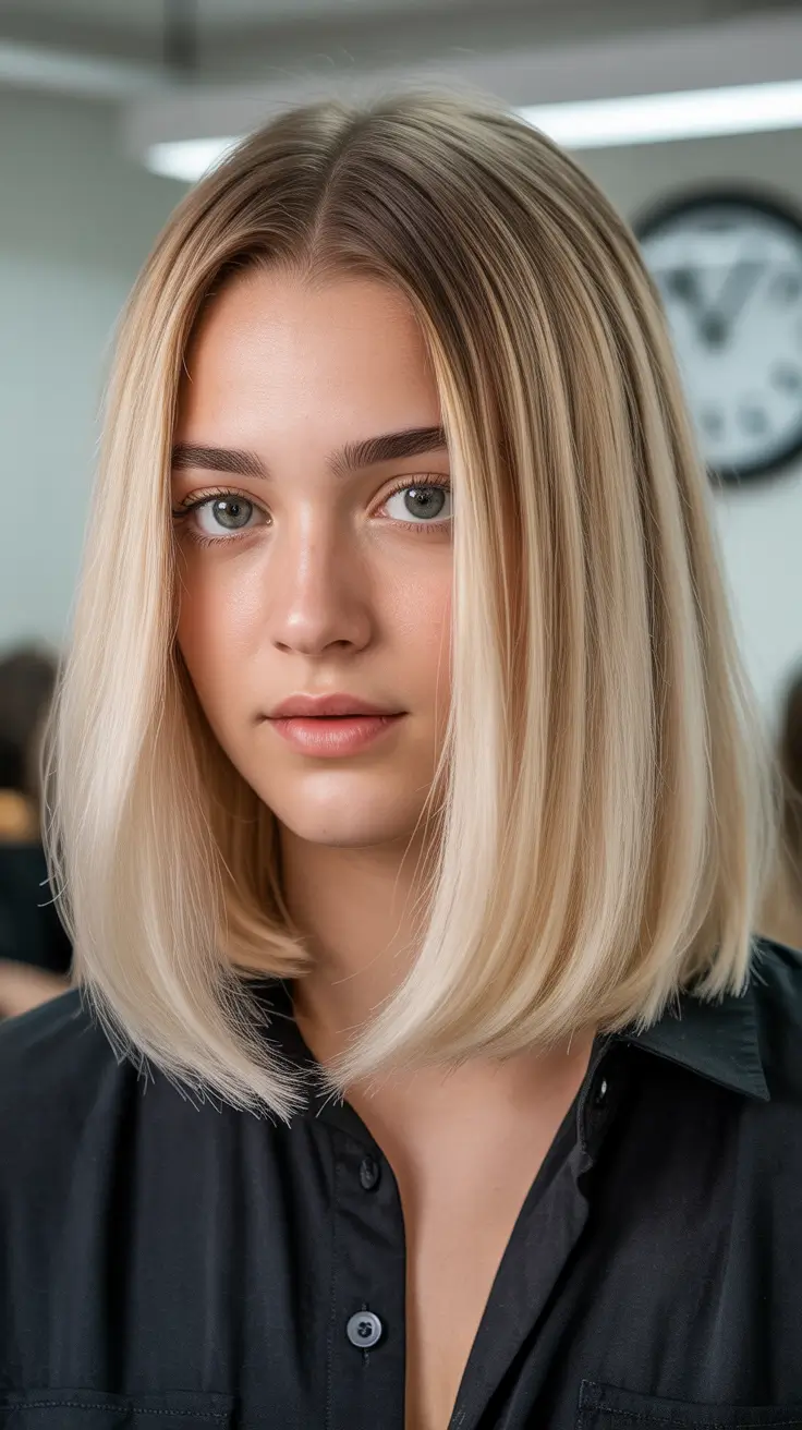 dreamy spring formal hairstyle ideas 2026 Soft Blunt Blonde Lob - Modern Minimalist Glow