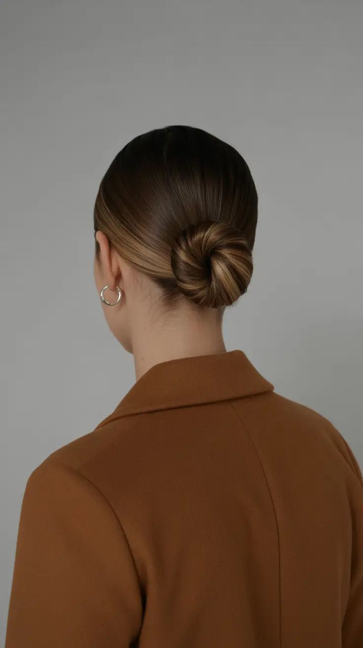 dreamy spring formal hairstyle ideas 2026 Glossy Sculpted Low Bun - Timeless Spring Refinement