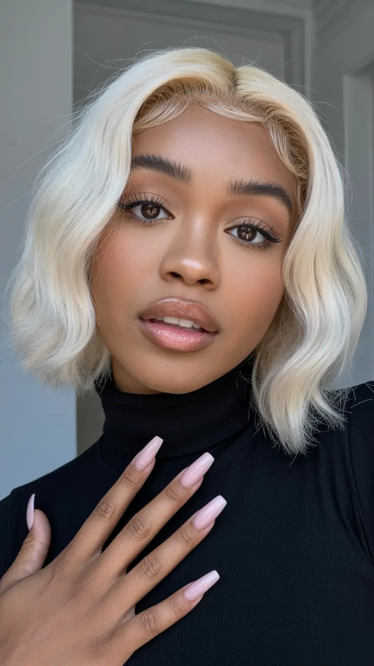 dreamy spring formal hairstyle ideas 2026 Soft Platinum Textured Bob - Chic Short Hair Energy