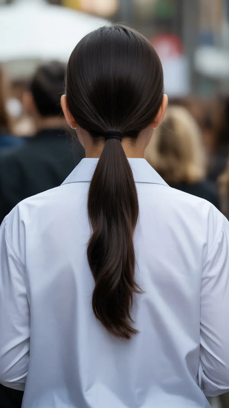 dreamy spring formal hairstyle ideas 2026 Ultra Sleek Low Ponytail - Clean Girl Formal Energy