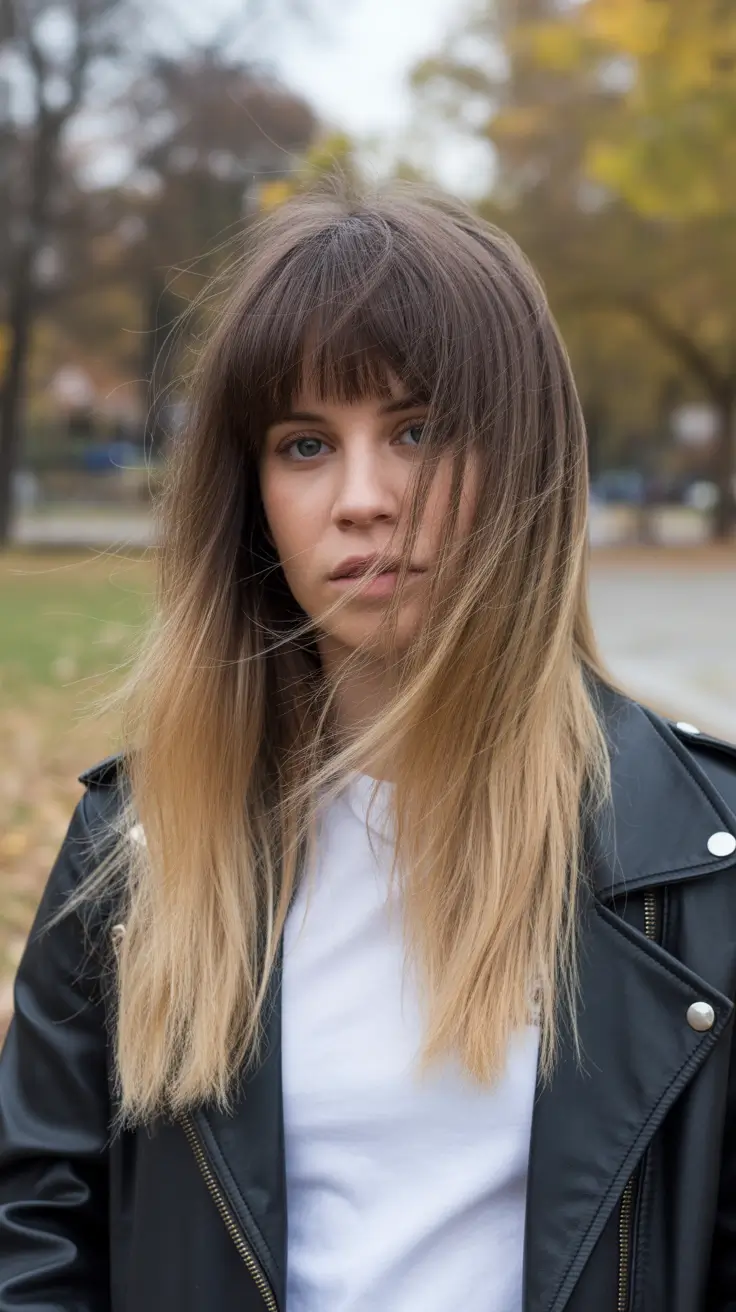 dreamy spring shag hairstyle guide 2026 Long Straight Shag With Blunt Fringe