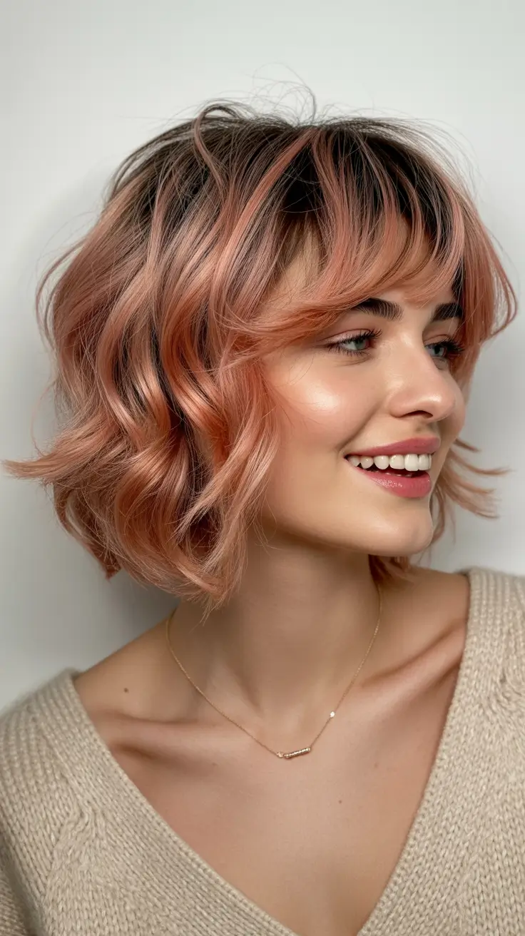 dreamy spring shag hairstyle guide 2026 Peachy Short Curly Shag With Soft Bangs