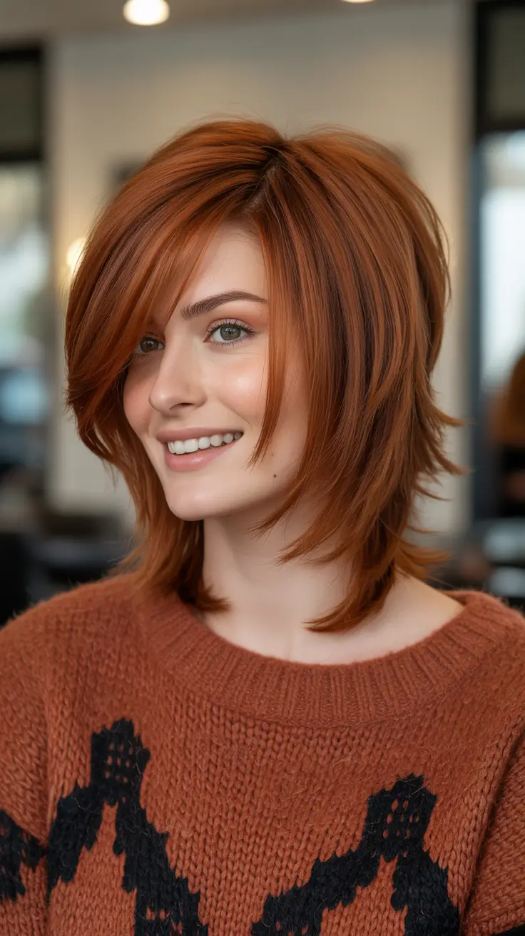 dreamy spring shag hairstyle guide 2026 Classic Medium Straight Shag With Side Sweep