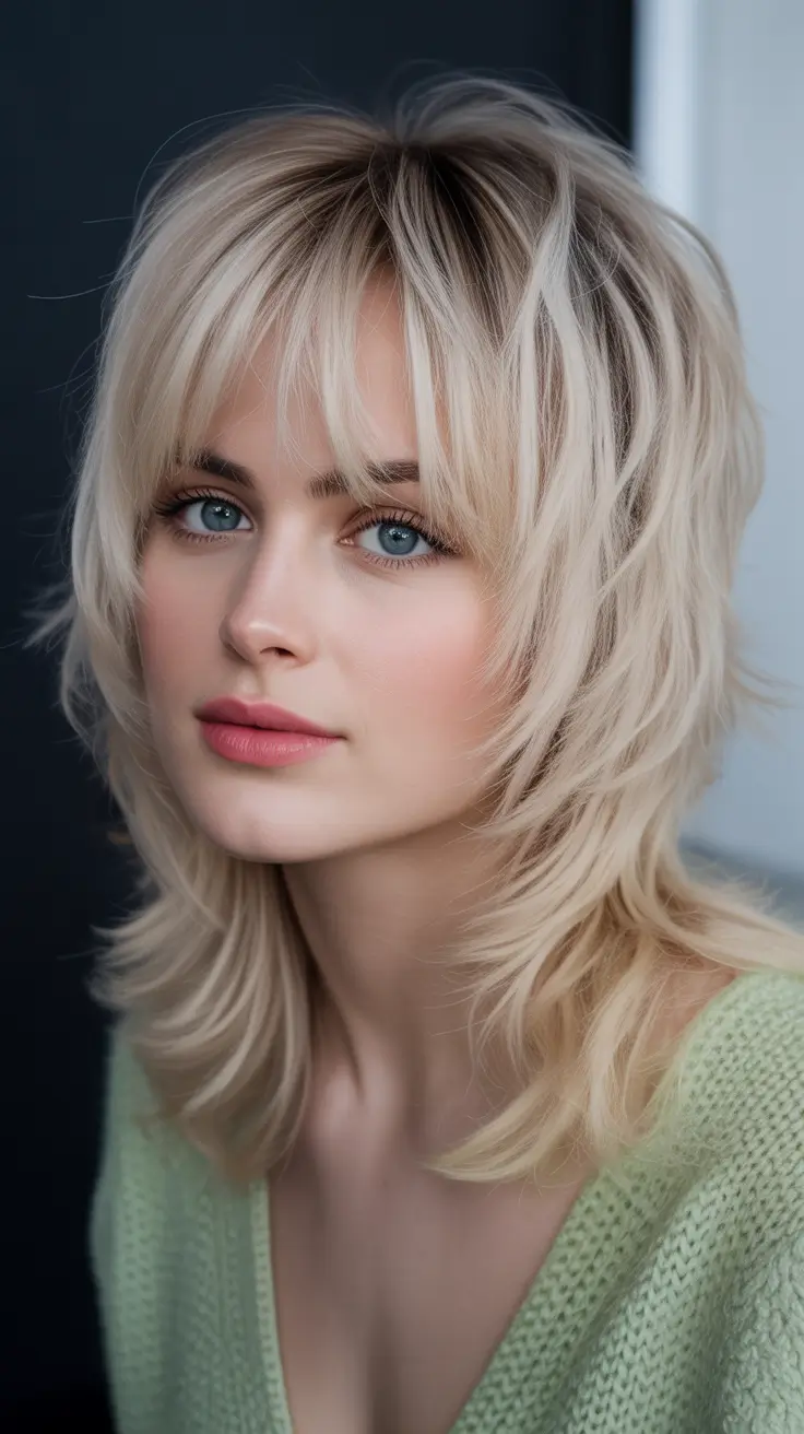 dreamy spring shag hairstyle guide 2026 Platinum Layered Long Shag With Wispy Fringe