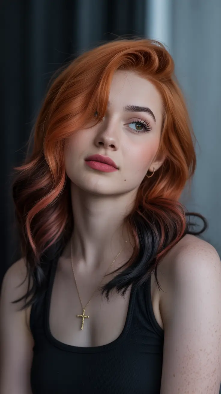 elegant spring fox hair color trends 2026 Soft Copper Fox Layers with Subtle Dark Ends