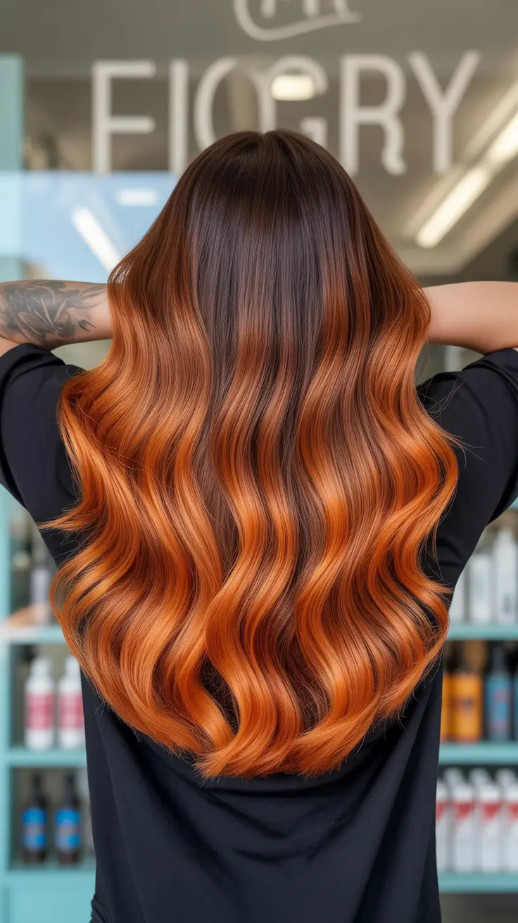 elegant spring fox hair color trends 2026 Sunlit Fox Balayage with Dimensional Waves