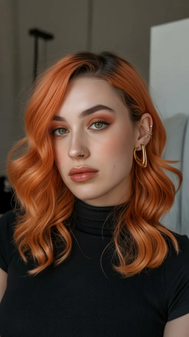 elegant spring fox hair color trends 2026 Soft Fox Copper Bob with Modern Elegance