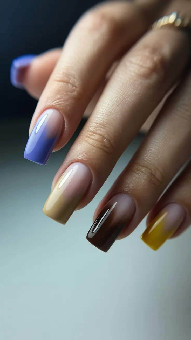 gorgeous spring nails acrylic tips 2026 Soft Multi Tone Square Gradient Harmony