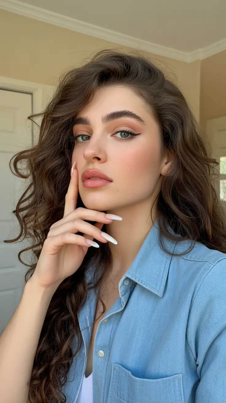 May Hair Color Ideas 2026 Soft Curly Brunette with Natural Volume