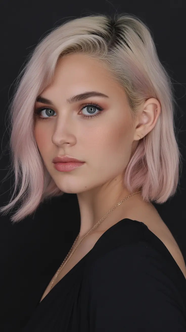 May Hair Color Ideas 2026 Soft Blush Blonde Bob with Side Volume