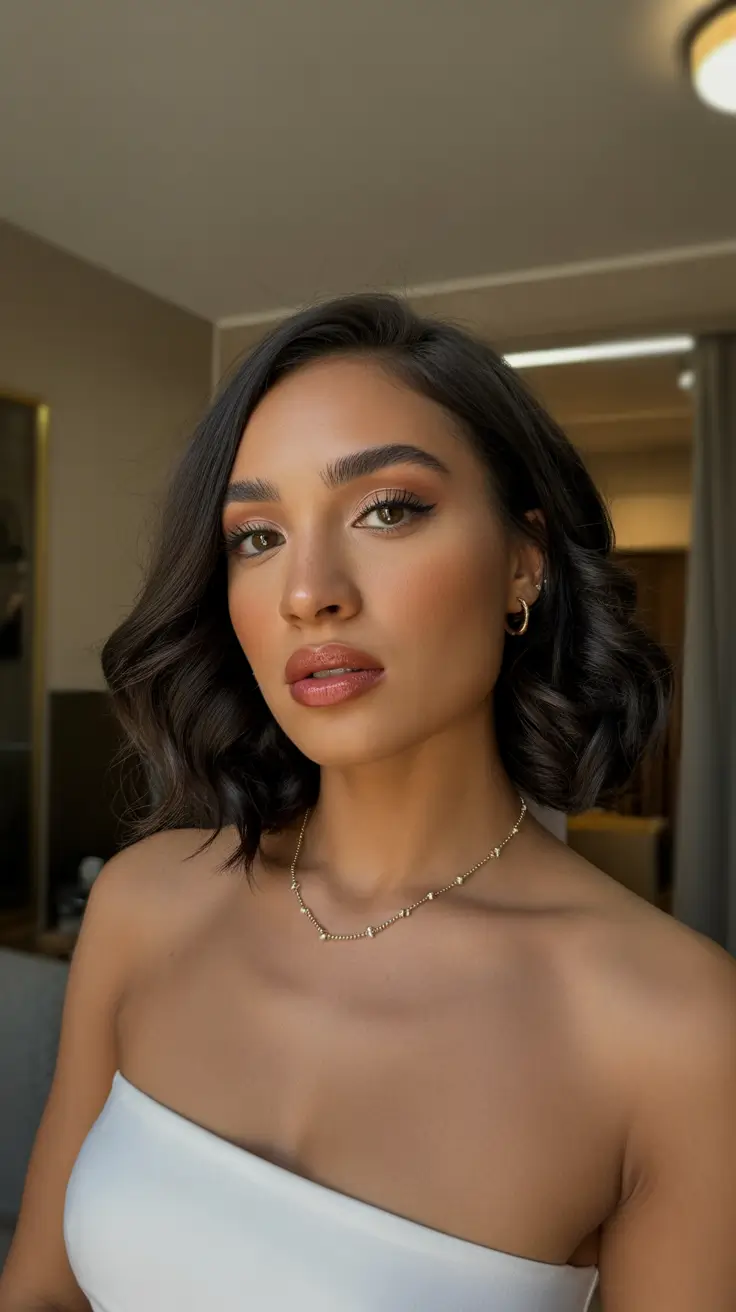 May Hair Color Ideas 2026 Soft Espresso Waves with Evening Glow