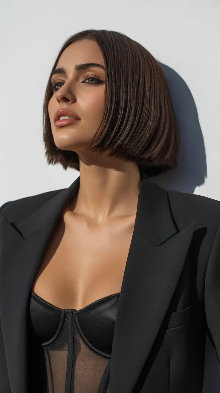 May Hair Color Ideas 2026 Precision Cocoa Bob with High-Gloss Finish