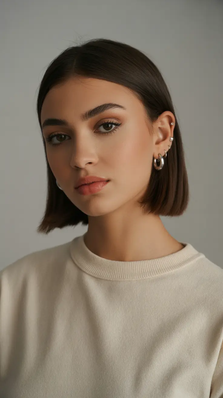 May Hair Color Ideas 2026 Classic Soft Brunette Lob with Center Part