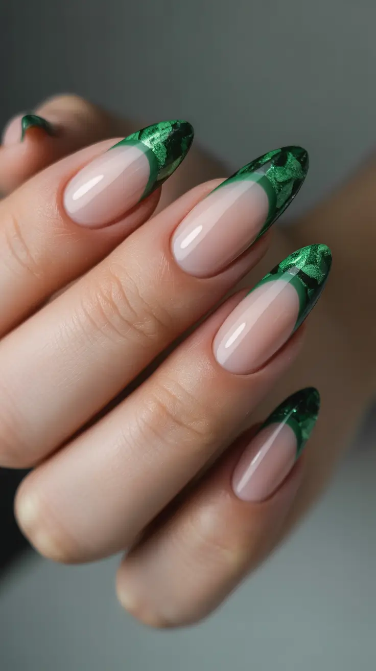 nails ideas may 2026 Deep Emerald French with a Luxe Finish