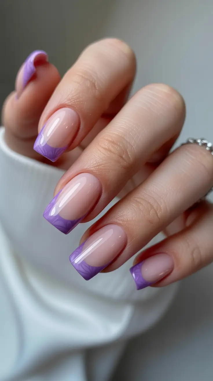 nails ideas may 2026 Lavender French with Soft Ombre Detail