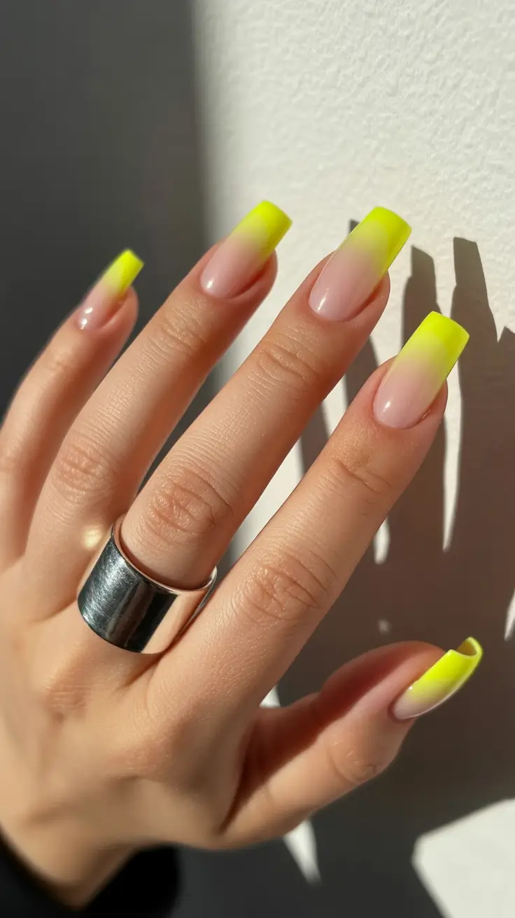 nails ideas may 2026 Neon Fade Tips That Catch the Light