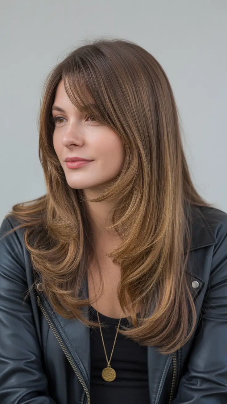 neutral spring hair color ideas to look younger Warm Chestnut Layers With Natural Spring Shine