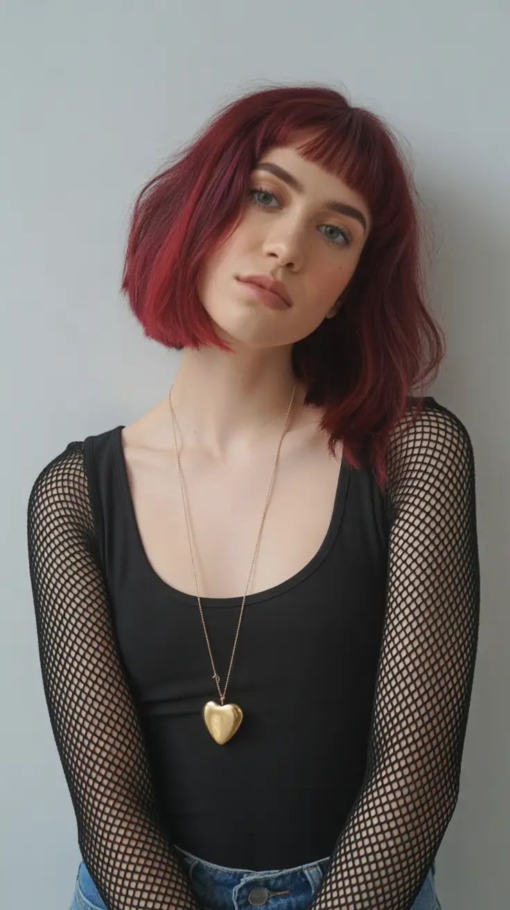 neutral spring hair color ideas 2026 to look younger Modern Cherry Red Bob With Soft Edge