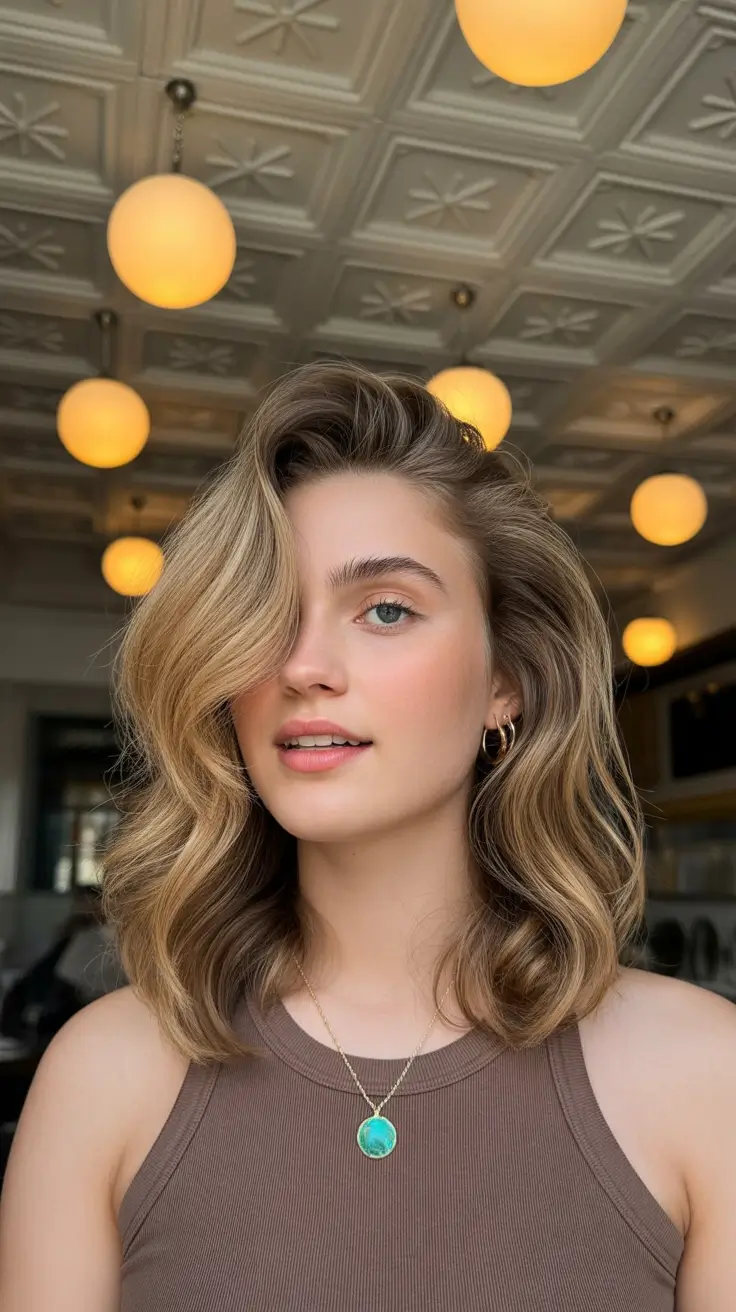 neutral spring hair color ideas to look younger Soft Honey Bronde Waves With Youthful Glow