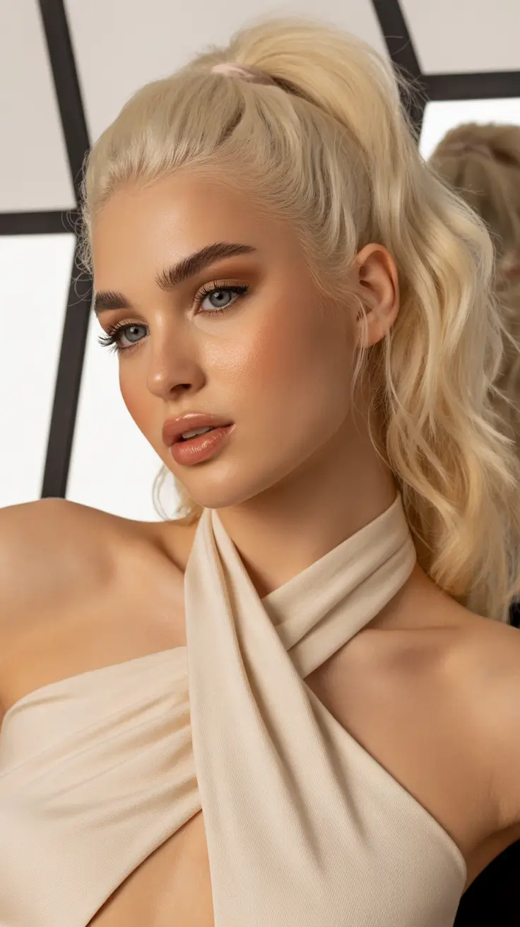 neutral spring hair color ideas to look younger Soft Platinum Blonde Ponytail With Luminous Shine