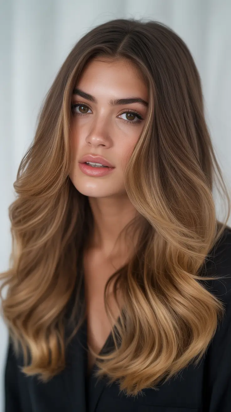 neutral spring hair color ideas to look younger Golden Caramel Waves With Soft Youthful Dimension