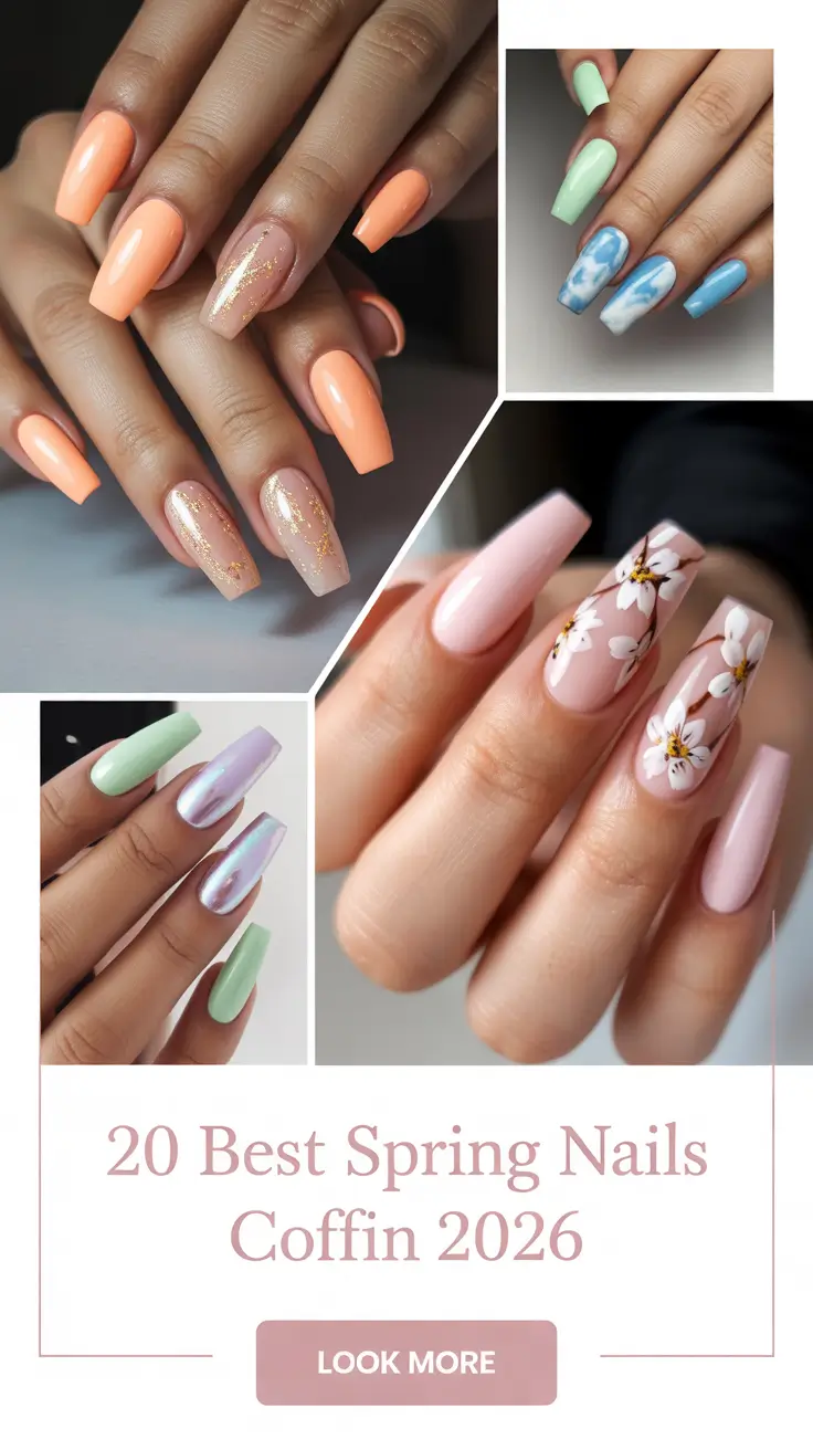 Best Spring Nails Coffin 2026: Pretty Pink, Pastel & French Tip Designs