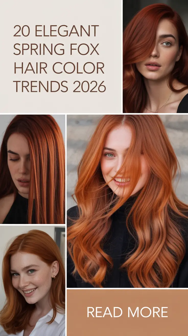 Elegant Spring Fox Hair Color Trends 2026: Fiery Copper Ideas for Brunette, Bob, and Curly Styles