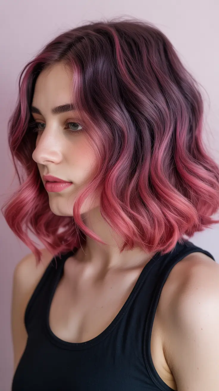 soft spring ombre hair color 2026 Rosy Pink Ombre Bob with Soft Texture