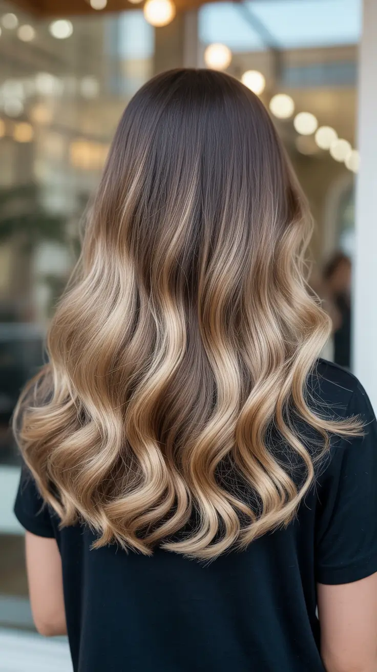 soft spring ombre hair color 2026 Golden Beige Ombre Waves That Catch the Light
