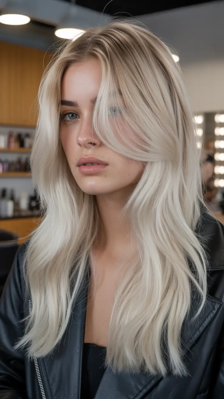 summer hair color for blondes 2026 platinum Layered Platinum Length with Subtle Dimension