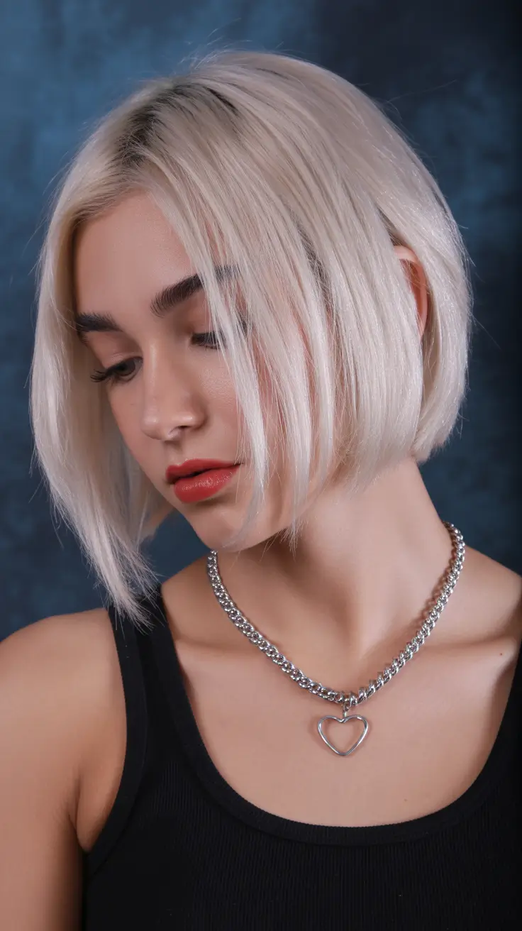summer hair color for blondes 2026 platinum Chic Platinum Micro Bob with Soft Contour