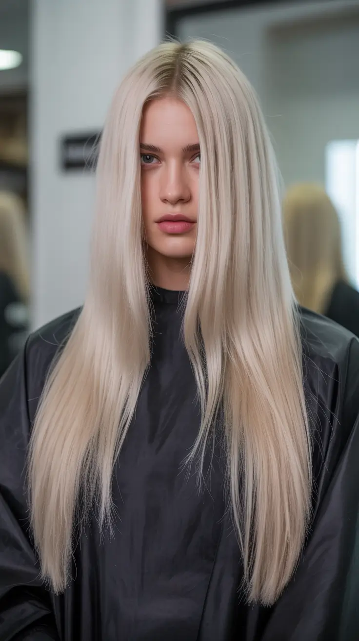 summer hair color for blondes 2026 platinum Ultra-Sleek Platinum Length with Minimal Layers