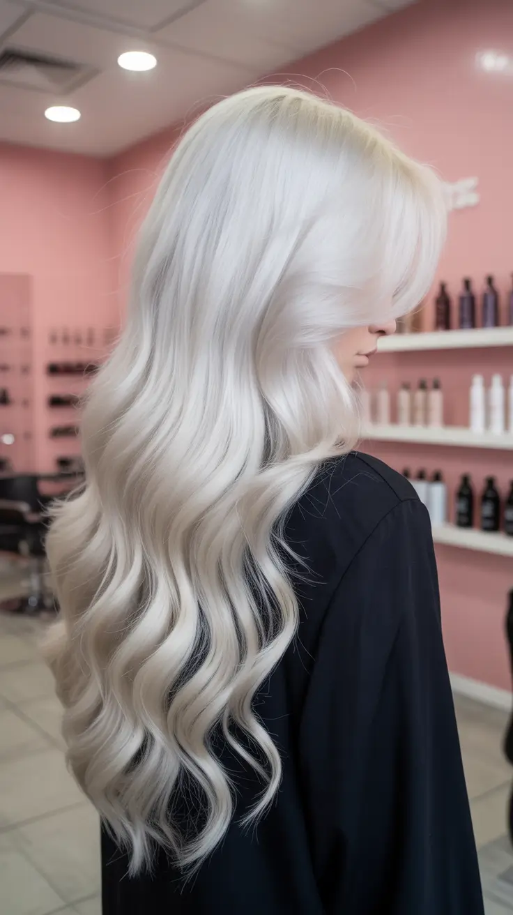 summer hair color for blondes 2026 platinum Ultra-Gloss Platinum Waves with Seamless Finish