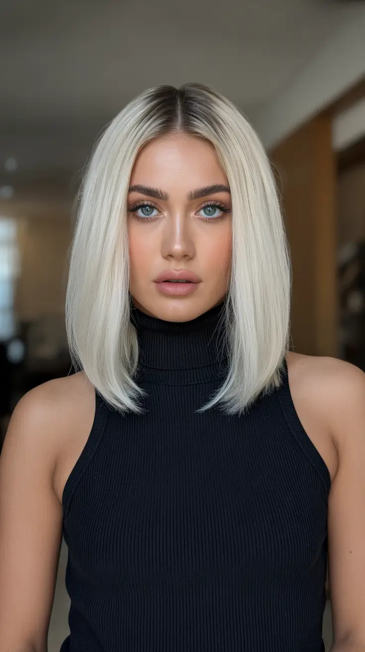 summer hair color for blondes 2026 platinum Glass-Straight Platinum with Precision Parting