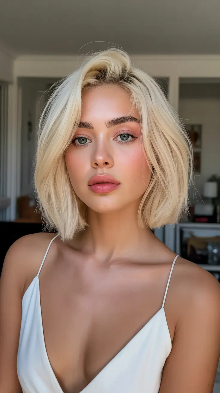 summer hair color ideas 2026 cool tones Cool Cream Blonde Textured Bob