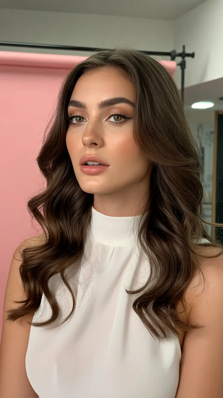 summer hair color ideas 2026 cool tones Smoky Mocha Waves for Dimensional Cool Brunettes