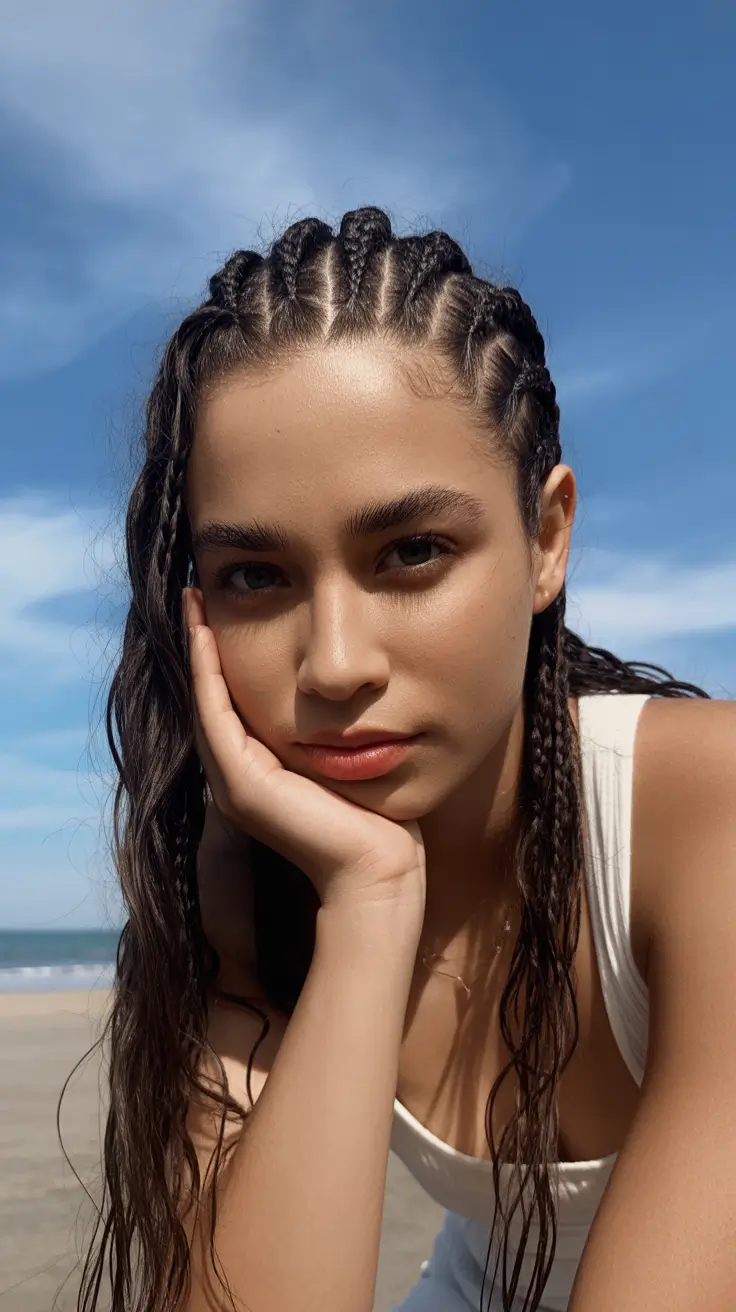 summer hairstyles for swimming 2026 Structured Braids for All-Day Swimming