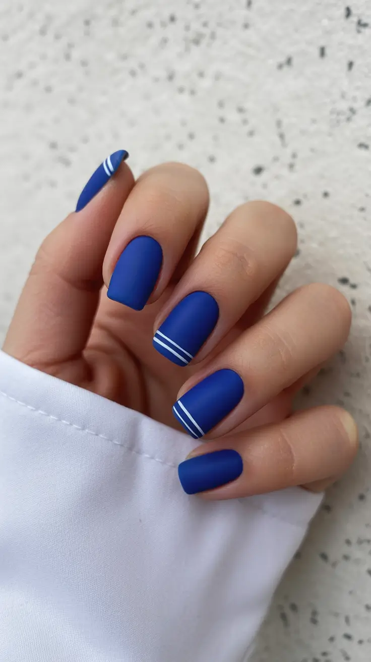 summer nail colors ideas 2026 bright Matte cobalt minimalism for bold summer moods
