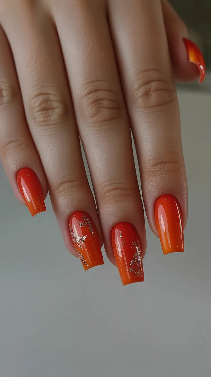 summer nail colors ideas 2026 bright Fiery orange ombre glow for vibrant summer confidence