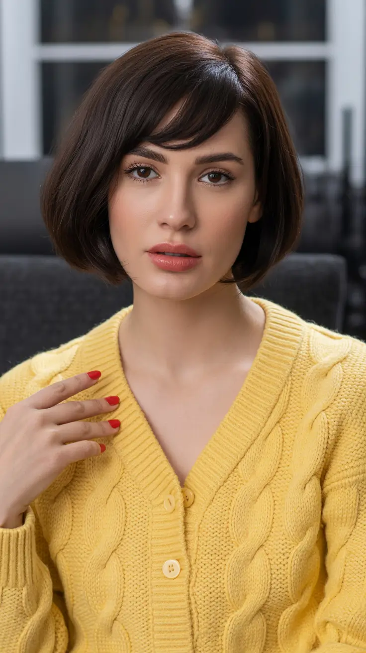 summer short haircut ideas 2026 Soft Parisian Bob With Wispy Fringe