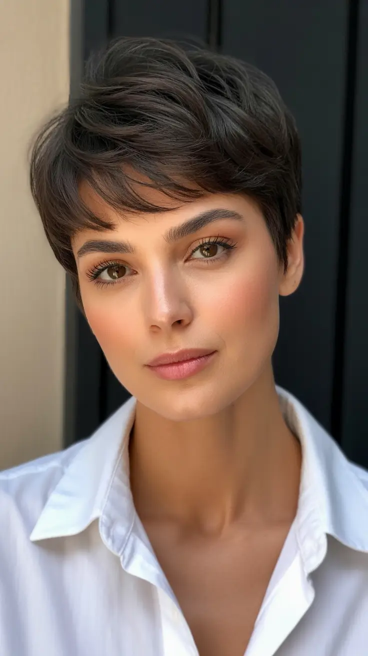 summer short haircut ideas 2026 Classic Brunette Soft Crop With Natural Movement